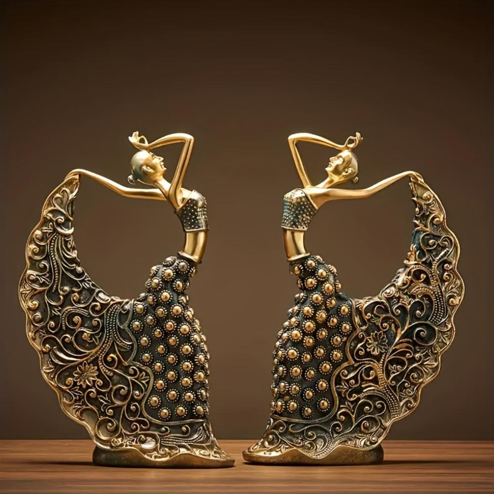 1Pcs Vintage Resin Peacock Dancer Statue, Handmade Craft, Home Decor For Wedding Room Living Room, Christmas Holiday Gift