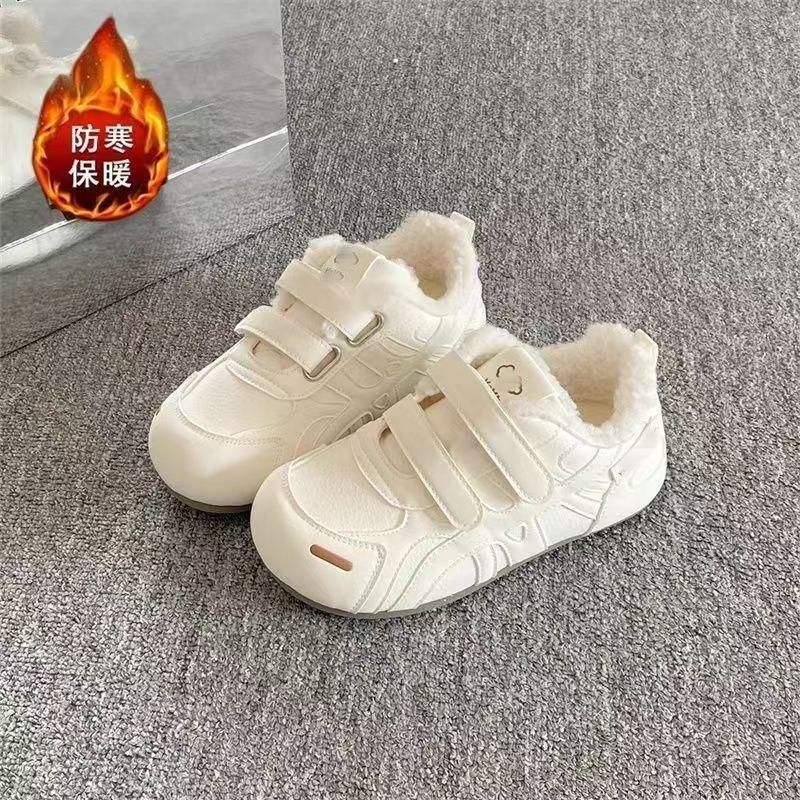 

Warm velvet board shoes women s new winter platform white shoes cotton shoes 40 бежевый