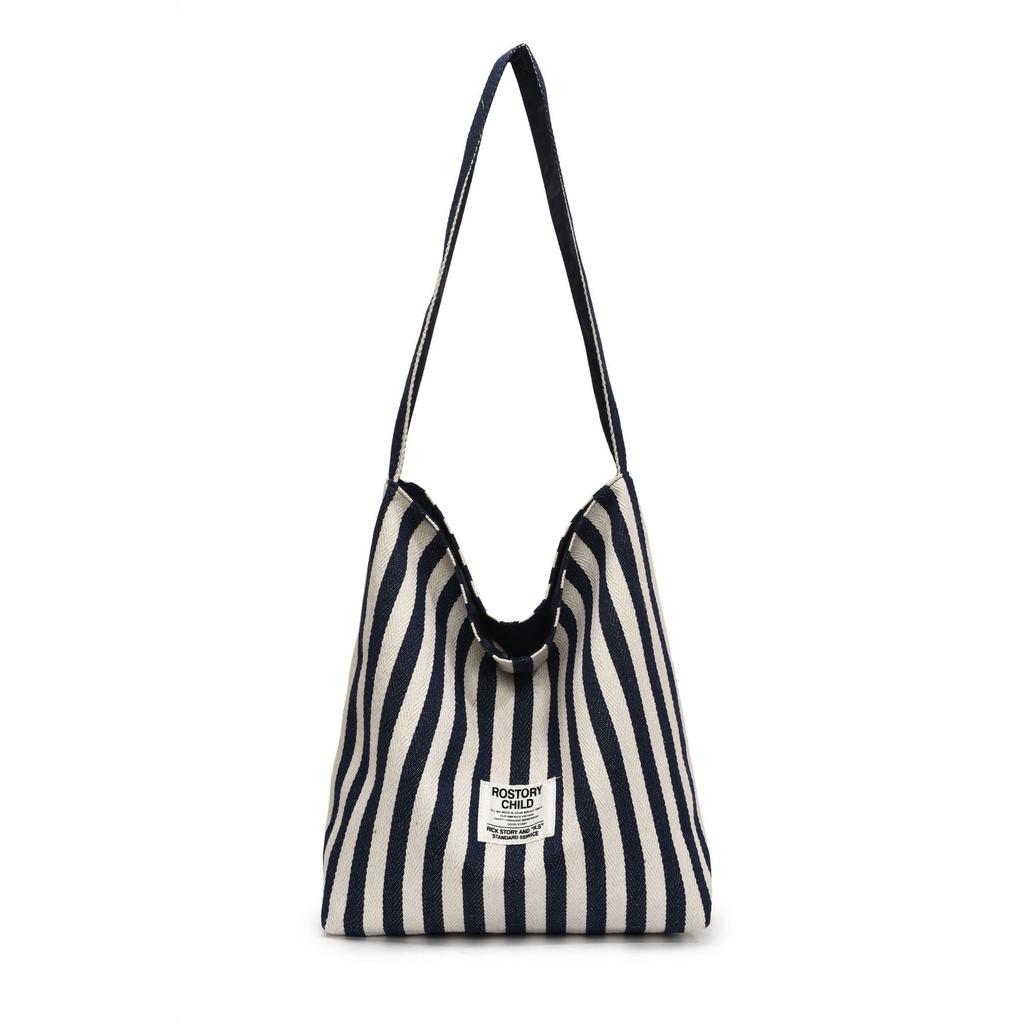 Spring New Literary Niche Literary Double-sided Back Shoulder Bag Casual Striped Simple Handbag