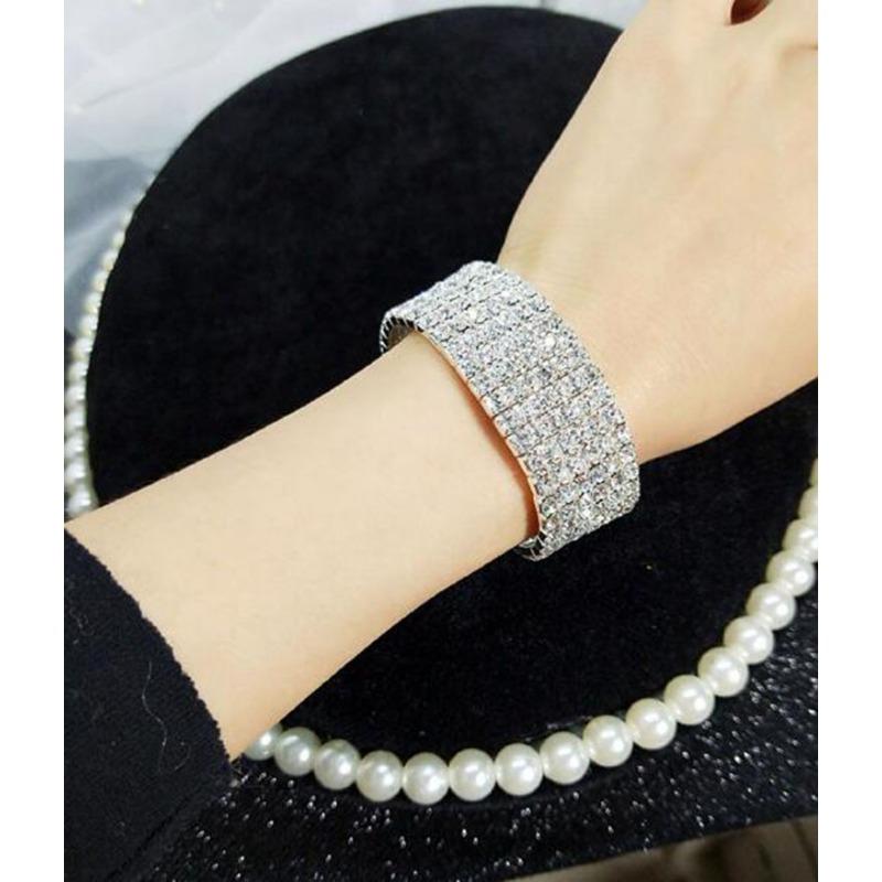 Diamond Versatile Temperament Bracelet for Women's Cold Style Fashion Bracelet Korean Version Simple and Versatile Elastic Bracelet