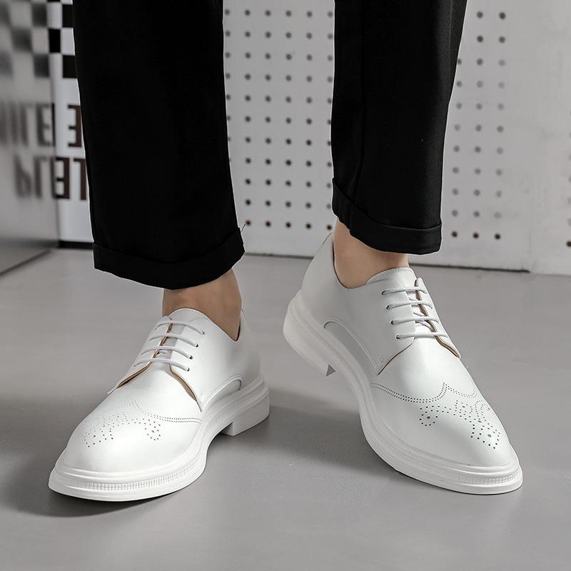 Brock Blume Herrenschuhe Britische Business-Lederschuhe Weißer Bräutigam Hochzeitschuhe Studio