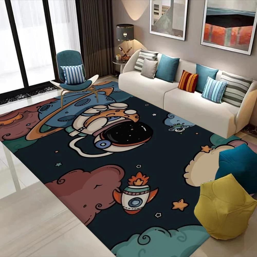 Cartoon Space Astronaut Carpet Galaxy Universe Rug Planet Rocket Kids Bedroom Decor Floor Mat Home Bathroom-Toilet Mats Doormat