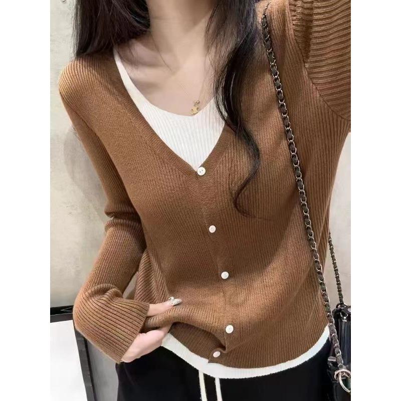 

2 новых осенних свитера с воротником-стойкой, вязаный свитер-двойка, женственный базовый топ с короткими/длинными рукавами, универсальный женский топ One Size