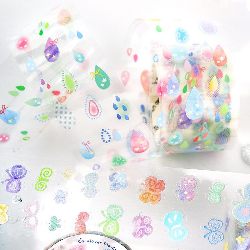 Colorful Die-cut PET Tape: Hand-drawn Illustration, Waterproof Case, Journal & Collage Decoration.