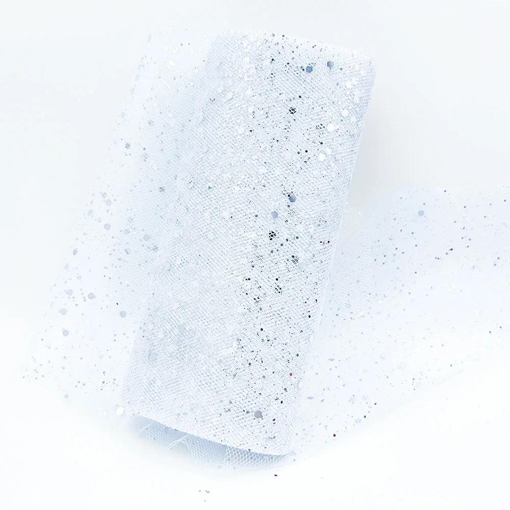 Glitter Tulle Fabric Roll 6 Inch 10 Yards Sequin Sparkling Ribbon Spool Netting for Wedding Tutu Skirt Gift Wrapping Party Decor