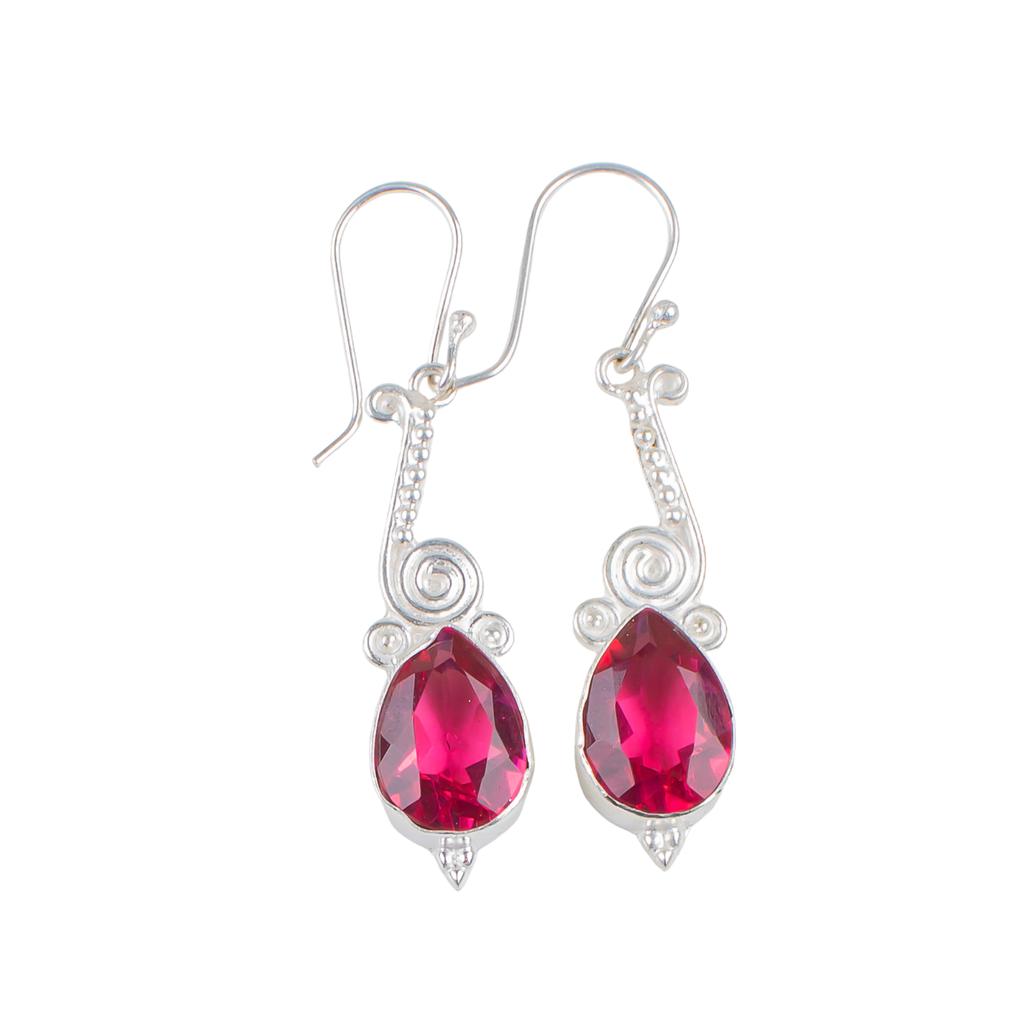 Genuine Pink Tourmaline Gemstone 925 Sterling Silver Handmade Jewelry Earrings EE-37-18