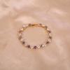 Geometric Pattern Cubic Zirconia Tennis Bracelet Gold Plated Copper Chain Wristband Wrist Accessory For Women Men