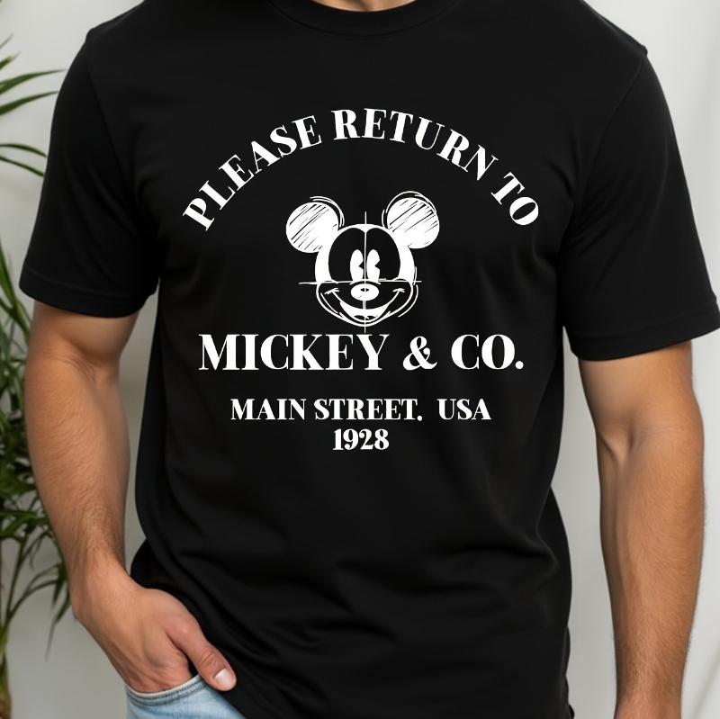 Disney Men Please Return To & Co. Main Street, USA 1928 - Cute Disney Mickey Pattern Adult 100% Pure Cotton Printed T-shirt
