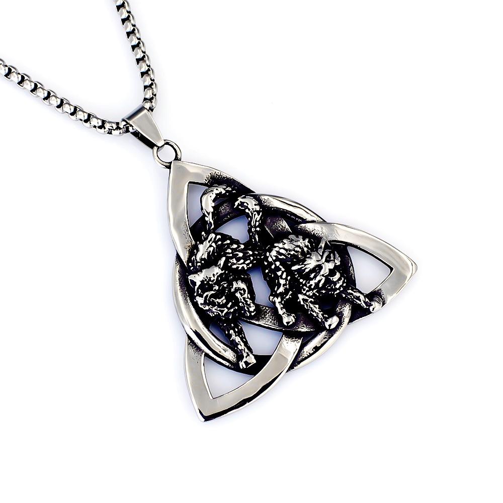 Viking Dragon Pattern Stainless Steel Necklace Bold Retro Fashion Jewelry