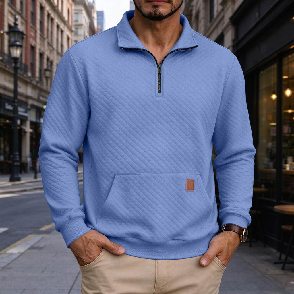 Men's Quarter-Zip Sweatshirt with Pocket, Long Sleeve Pullover for Casual Wear