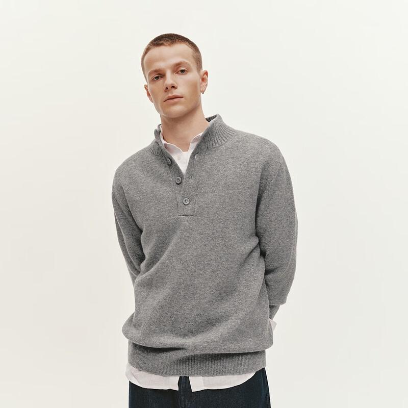 Semir Men's Half-Placket High-Neck Wool Blend Knit Sweater