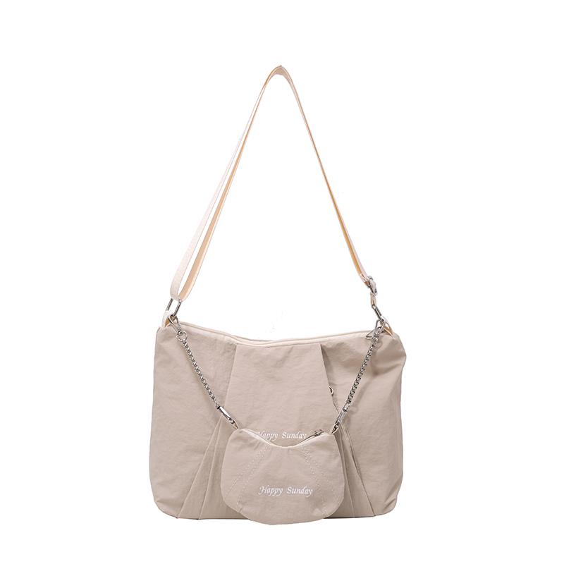 

Trendy Brand Women s Nyl Shoulder Bags New Large Capacity Lightweight Commuter Handbag Casual Shopping Tote with Inner Pockets бежевый