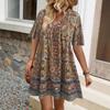 TEMU summer new v-neck print casual fashion short-sleeved women's dress