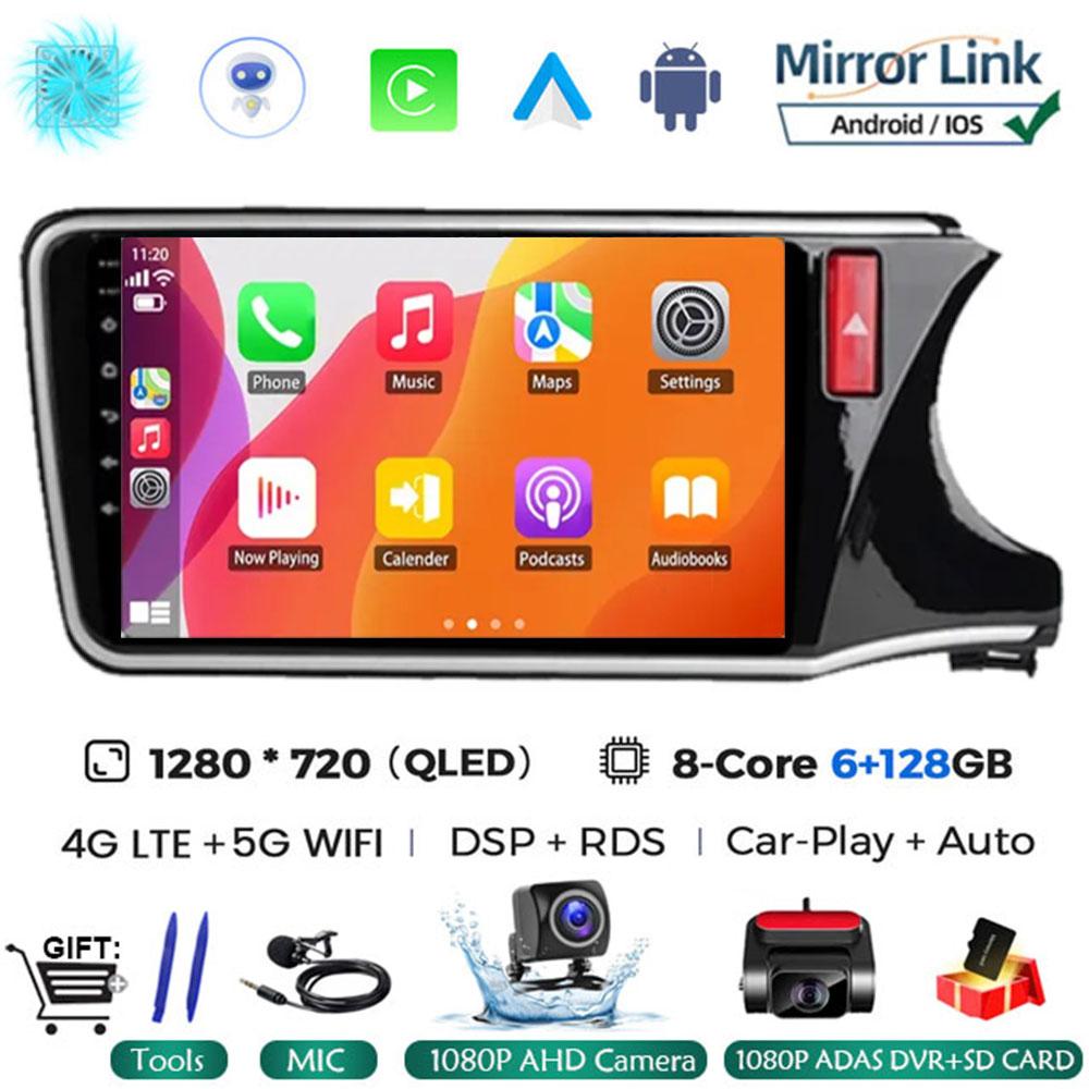 10" Android 14 Player For Honda City Grace RHD 2014 2015 2016 2017 Car Head Unit Radio Stereo Multimedia GPS DVD Touch Screen