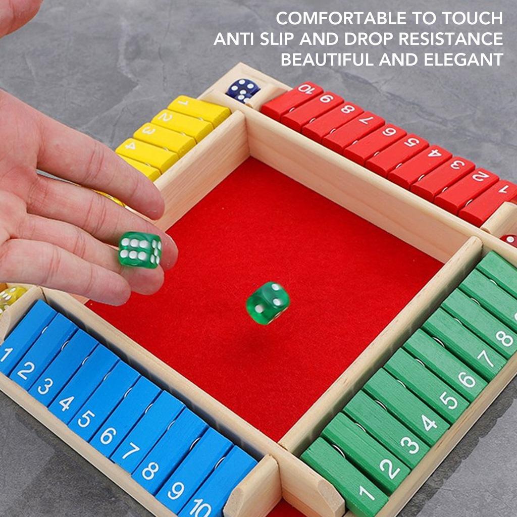Wooden Dice Board Game Home Pub Holiday Party 4 Players Family Table Math Games for Adults Kids