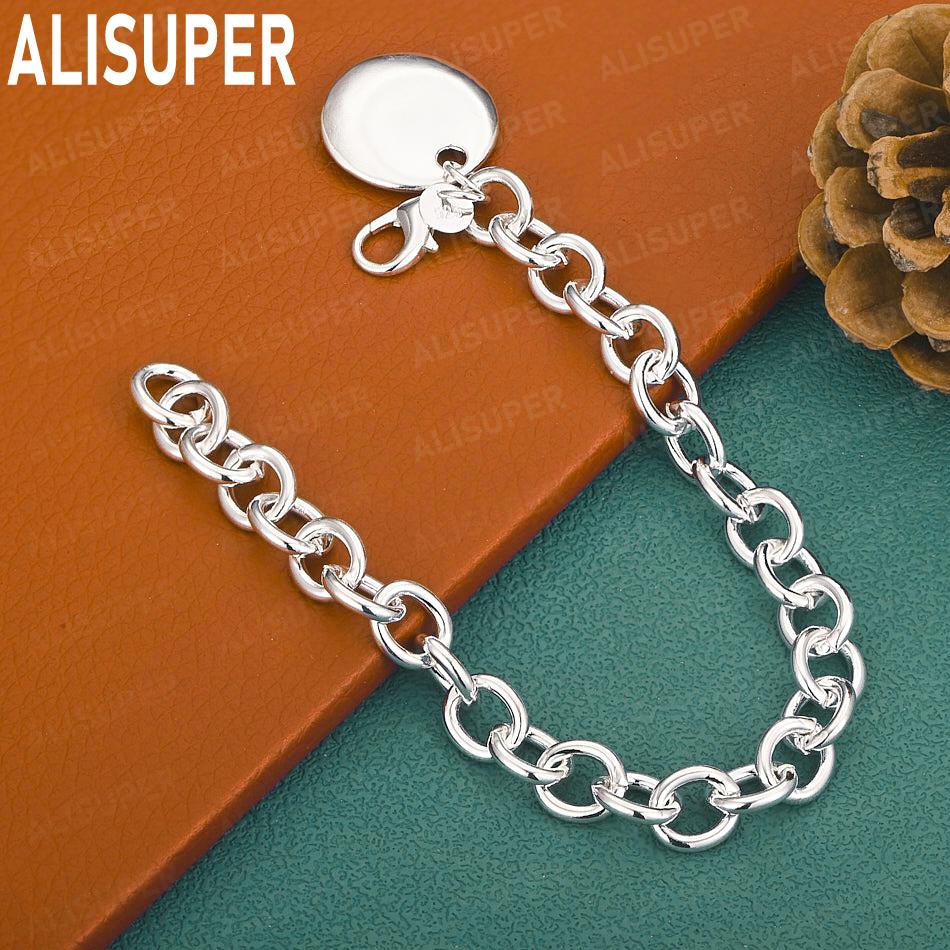 925 Sterling Silver Simple And Elegant Round Bracelet Gift Jewelry 20cm