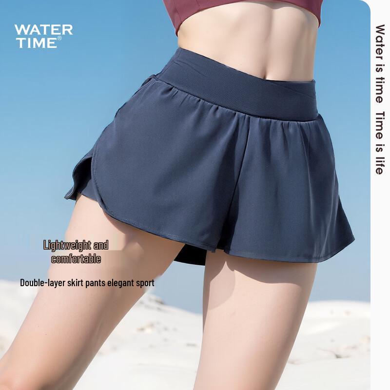 

WATERTIME Women s High-Waist Flat-Leg Swim Shorts M
