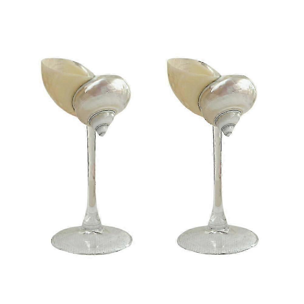 2 Pcs Seashell Glasses Conch Cup Martini Glasses Cocktail Glass Cup for Birthday Wedding Beach Bridesmaids