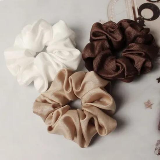 

3 шт. Резинки-скранчи Эластичные резинки для волос Женские Девичьи Большие Повязки на голову Держатель для хвостика Резинки для волос Однотонные ткани Скранчи Головной убор