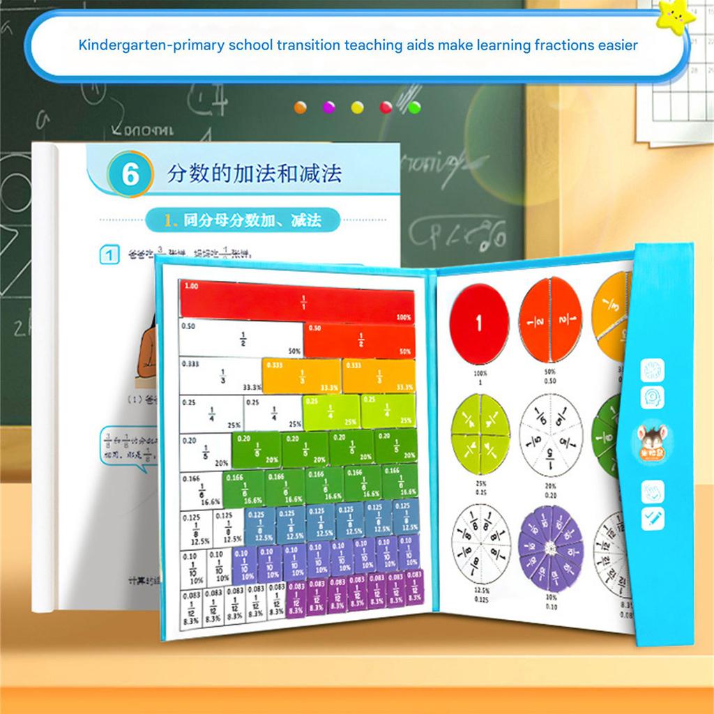 Magnetic Fraction Tiles & Fraction Circles Learning Puzzle Game Set for Preschool Math Manipulatives Educational Tool