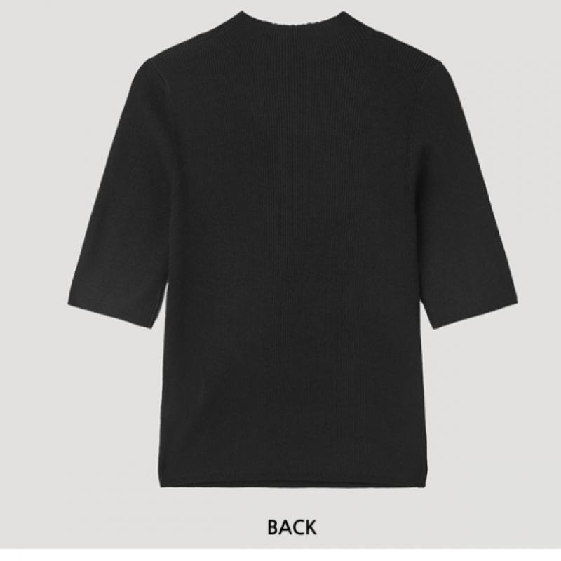 SHESMISS Rib Mockneck Half Knit Sskpop12060 Bk