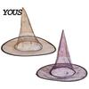 Magician Costume Hat Cone-shaped Transparent Organza Witch Hat, Lightweight Halloween Accessory Cosplay Props for Girls Wizard Party Decorations