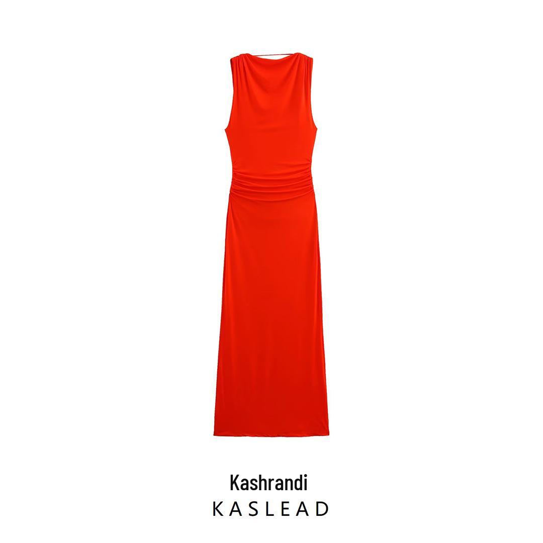 

2025 Spring Women s European & American Style Fashion Slim Backless Long Dress S