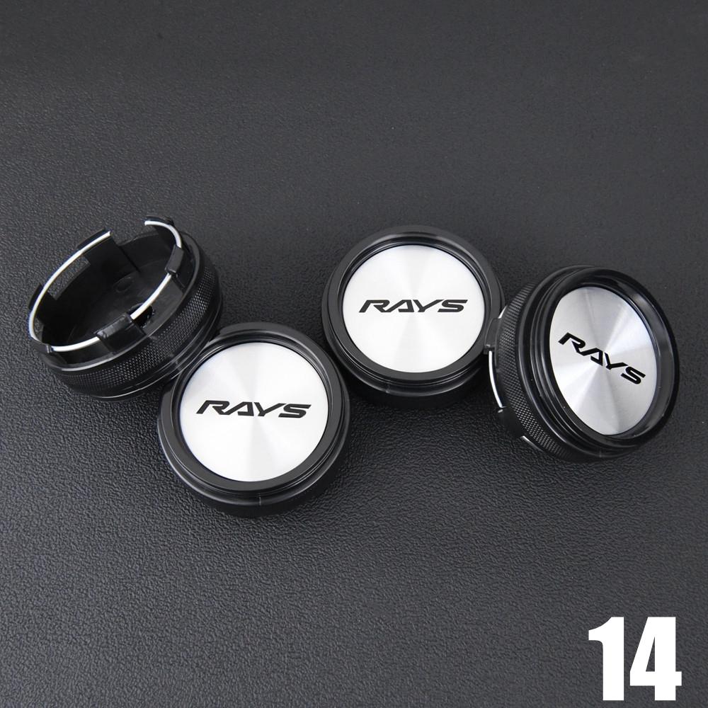 4PCS JDM Sport Rim Cap Clip 62mm VOLK RAYS Emblem Sticker Wheel Center Hub Caps Car Cover Cap Black & Silver