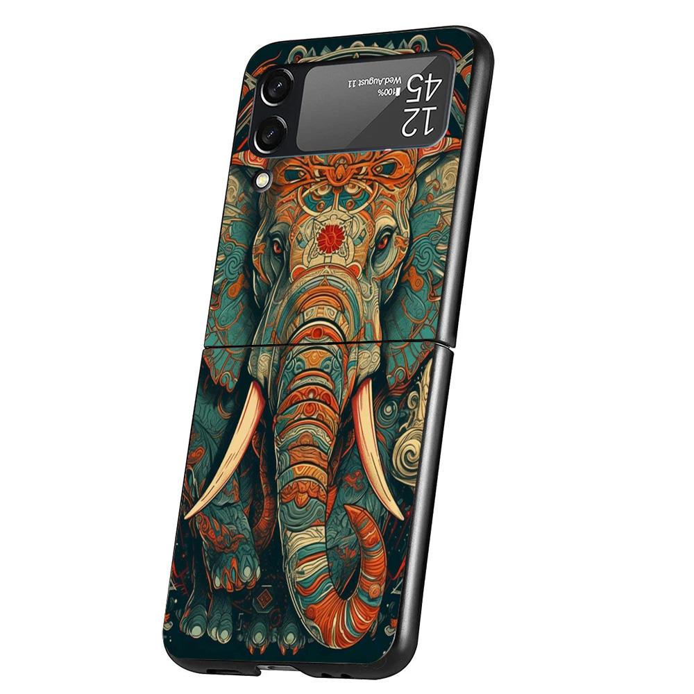 Elephant Mandala Aztec Phone Case For Samsung Galaxy Z Flip 7 6 5 4 3 5G Cover ZFlip7 ZFlip6 ZFlip4 ZFlip5 ZFlip3 Coque Fundas G
