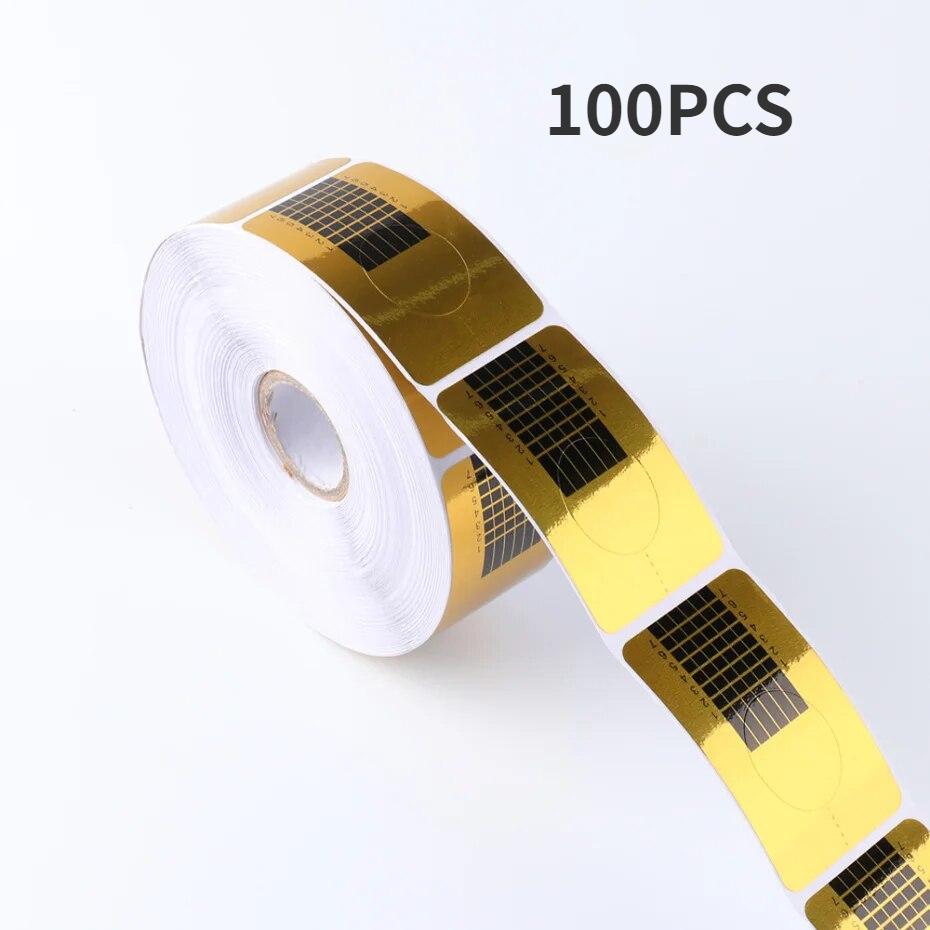100pcs Nail Art Form French Acrylic UV Nail Gel Tips Extension Forms Guide Stickers Nail Building Gel Curl Forms Mold Manicure