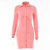 Ins Sexy Internet Celebrity Hottie Lapel Tight Skirt Summer New Single-breasted Cardigan Pleated Dress