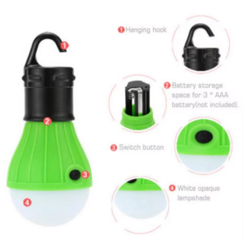 1PC Blue Portable 3LED Outdoor Hook Pendant Light – Ideal for Camping, Emergency & Night Use