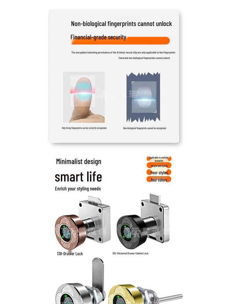 Smart Fingerprint Cabinet & Drawer Lock for Desks & Mailboxes