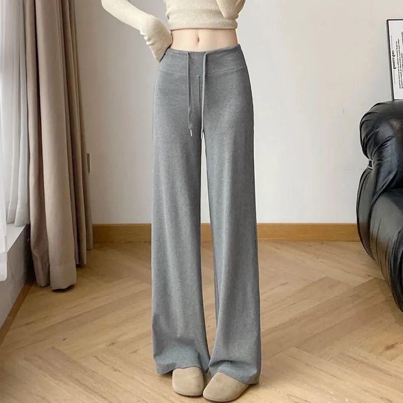 Women's High-Waist Slimming Wide-Leg Pants - Casual Spring/Autumn Style with Loose Drape for Sports