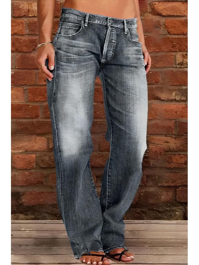 Women's Tulip High Waist Raw Edge Jeans NK205