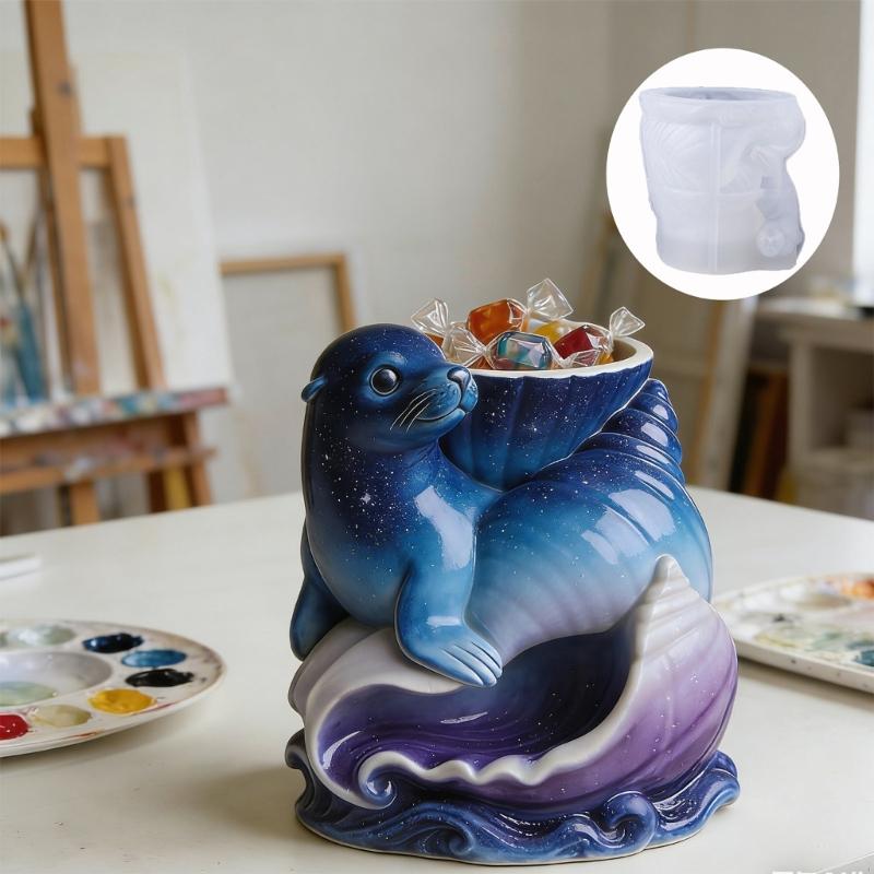 Easy To Use Silicone Mould For Aromatherapys Cups Showcasing Elegant Seashells And Leopard Art