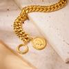 DIEYURO 316L Stainless Steel Portrait Charm Bracelet Womens Fashion Gold-plated Wrist Chain Jewelry Party Gift pulseras mujer