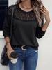 2026 Autumn/Winter Women's Casual Lace Patchwork Pullover Hoodie