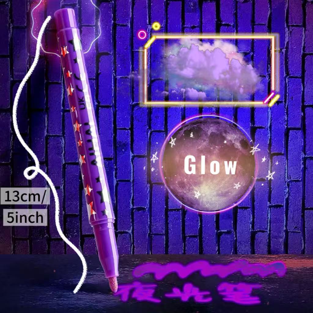 6Pcs Luminous Highlighter Pens Glow In the Dark Markers Fluorescent Pen for Art Drawing Painting Creative DIY Craft