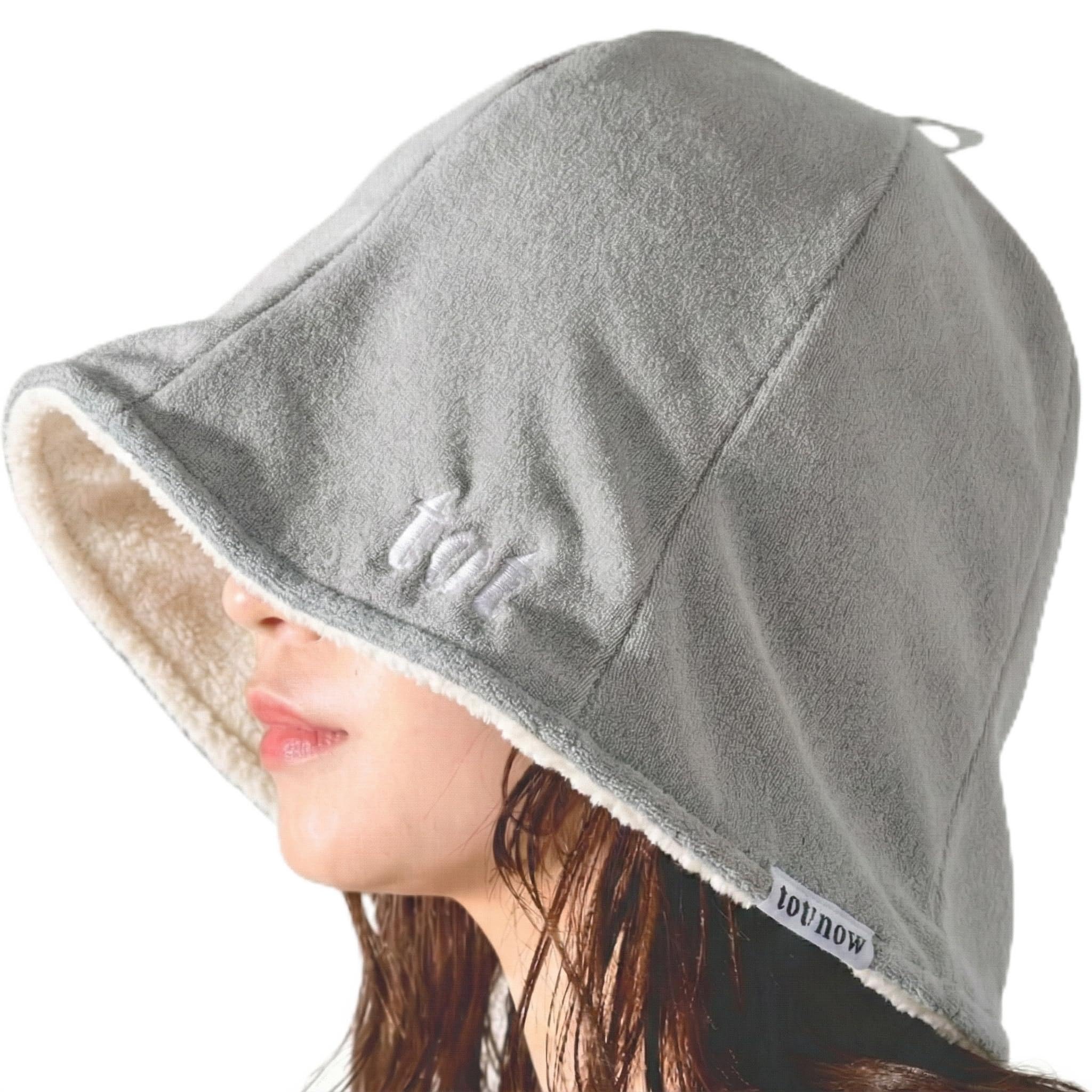 Sauna Hat Towel A sauna hat designed by hairstylists to protect hair and skin Double-layer insulated structure (Gray × Ivory)
