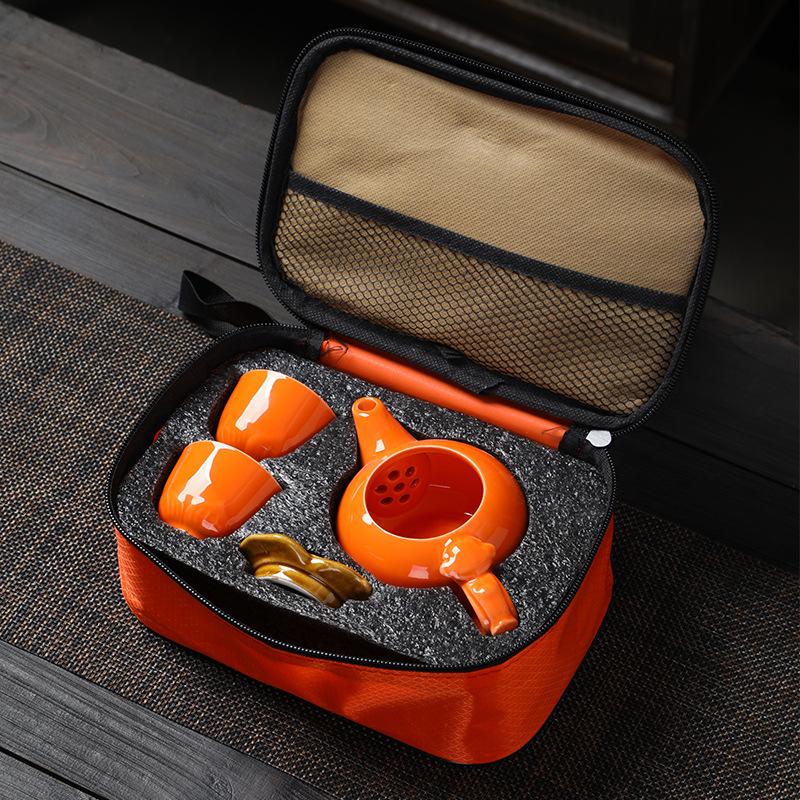 

Travel tea set, persimmon teapot, teacup cover bowl, souvenir, opening bank, complete set of ceramic small gifts