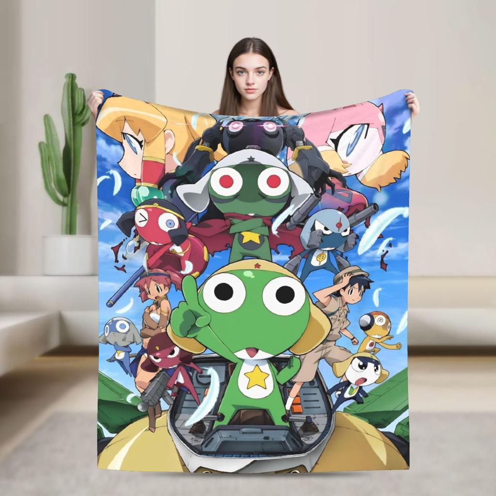 Kero Platoon Frog Keroros Fleece Throw Blanket Blankets for Sofa Car Soft Bedroom Quilt,