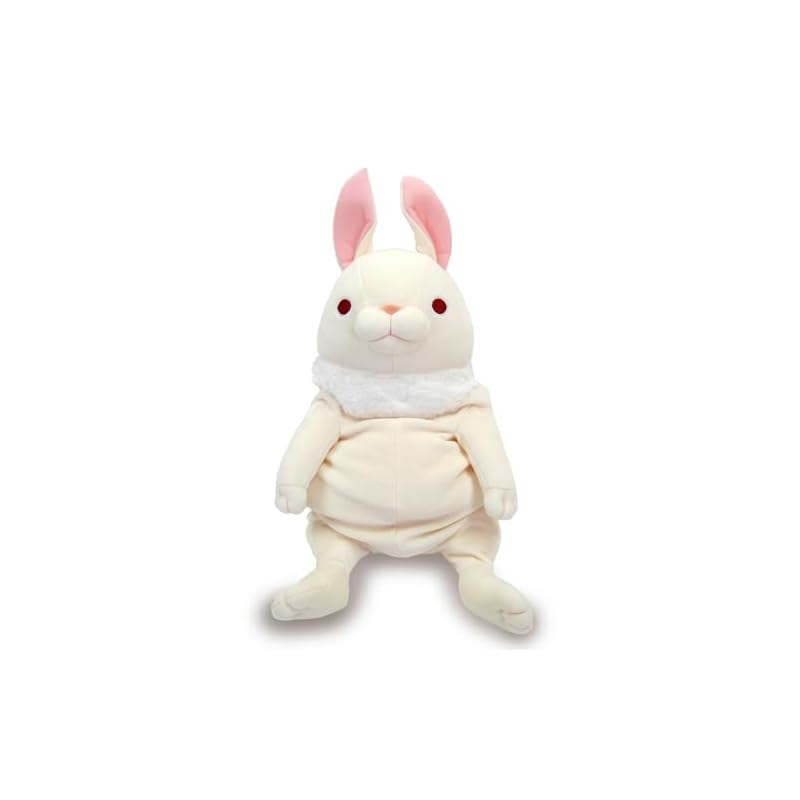 Shinada Global Mochi Series Mochi Rabbit with Standing Ears, White (Large), 22 x 22 x 30 cm, Plush Toy, Rabbit, Animal, MOUS-0350TWH