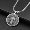 San Benito Exorcist Pendant Necklace for Women Men Stainless Steel Christian Saint Benedict Religious Amulet Chain Jewelry