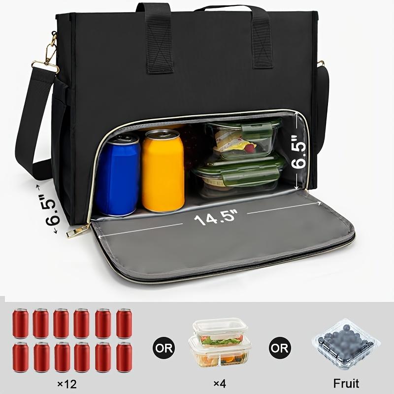 Oxford Lunch Bag for Women, Laptop Compartment, Large Insulated Tote Bag with Side Pockets for Nurses Teachers Outdoor Activitie