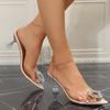 2025 summer sunflower rhinestone transparent large size one-word buckle hollow bag head fairy wind women high heel