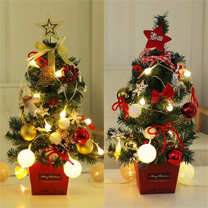 1Pcs Tabletop Christmas Tree with Bright LED Lights Home Decoration Accessories Stylish Holiday Present for Men Women