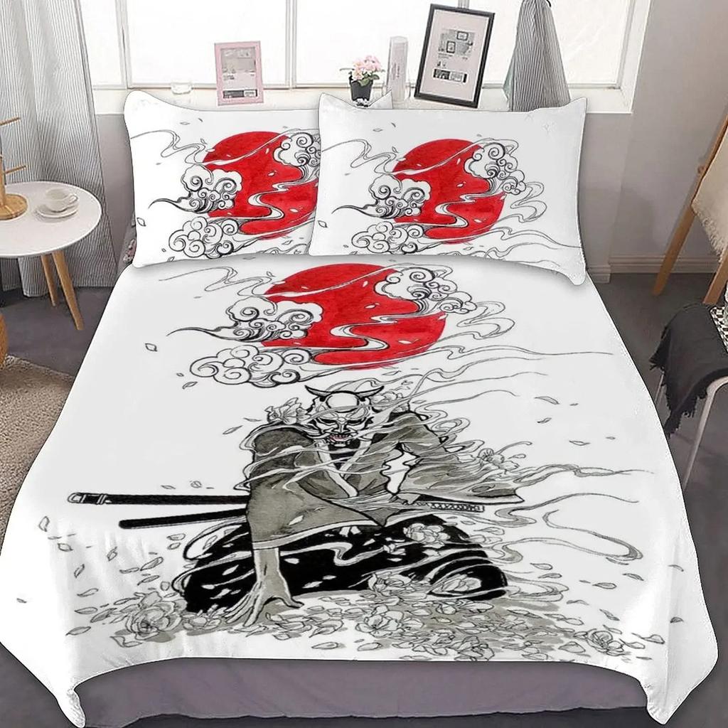 Tokyo Samurai King Queen Duvet Cover Japanese Style Bedding Set Asian Japanese Bushido Culture 3D Polyester Quilt Cover