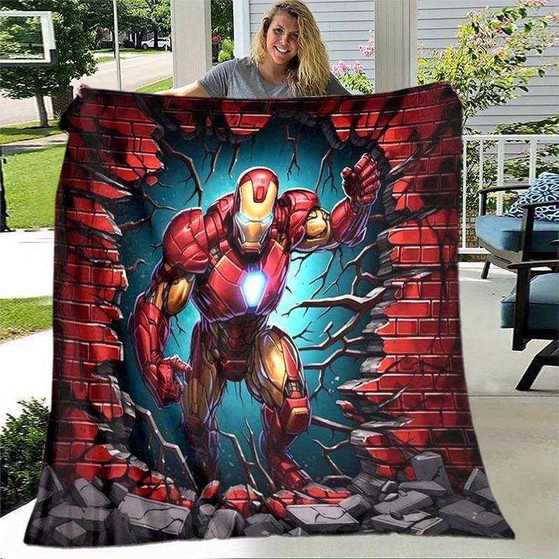 1pc Iron Man Printing Blanket - Soft, All-Season Throw for Living Room, Bedroom,Personalized Gift with Adorable Cartoon Design