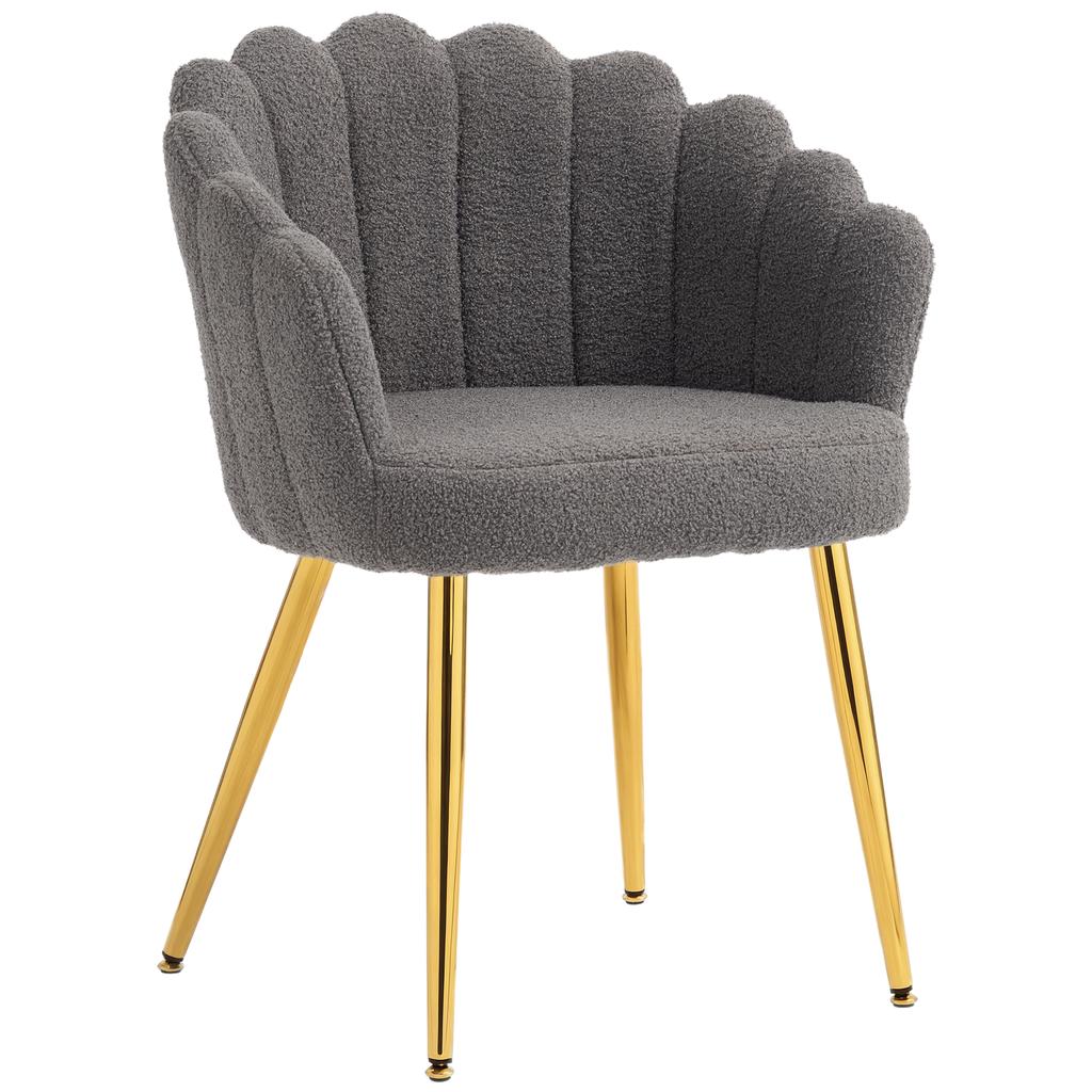 Lounge Chair Petal-Back Armchair Metal Metal Legs for Living Room Bedroom, Grey